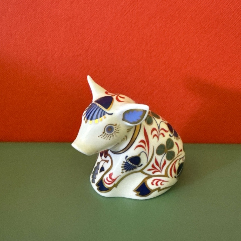 Royal Crown Derby Pig Paperweight- Multicolor